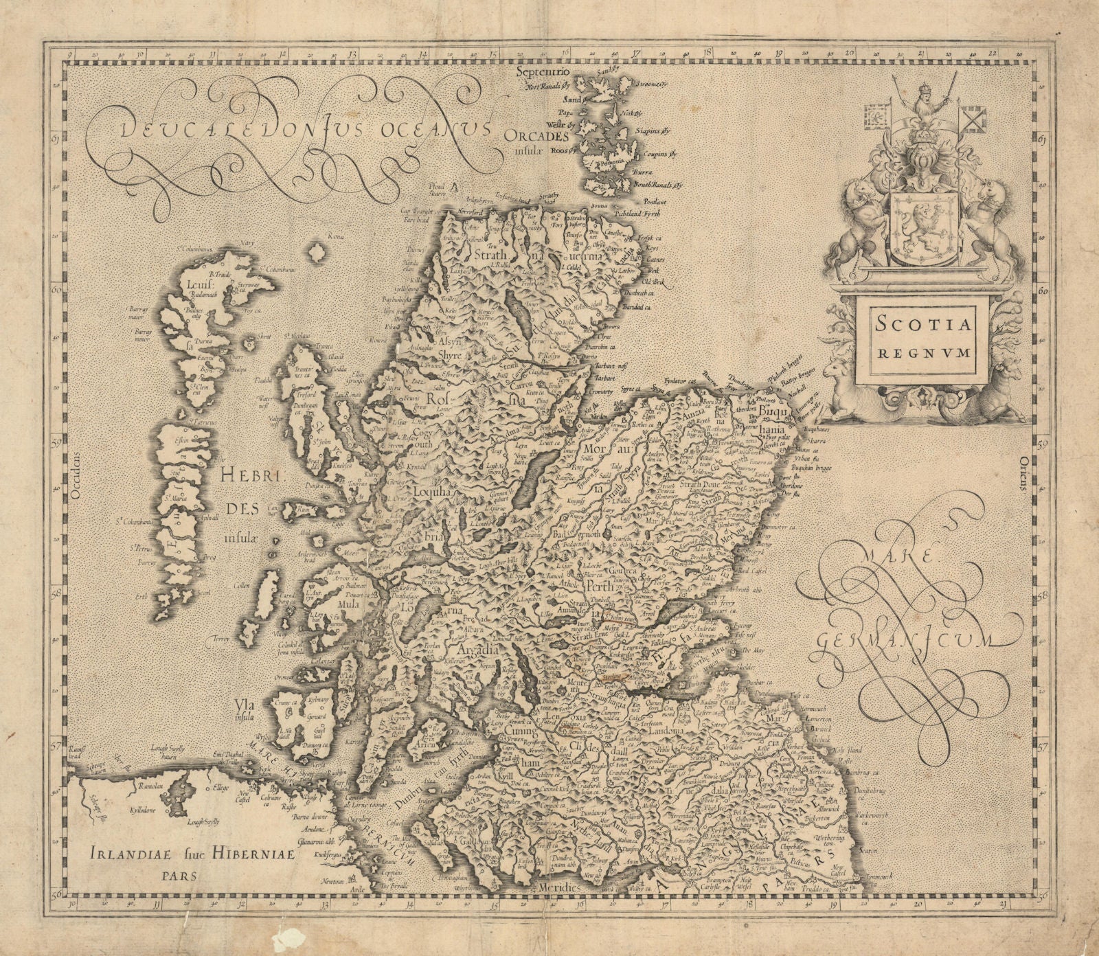 Scotia Regnum. Kingdom of Scotland. Jodocus Hondius / Gerard Mercator c1619 map